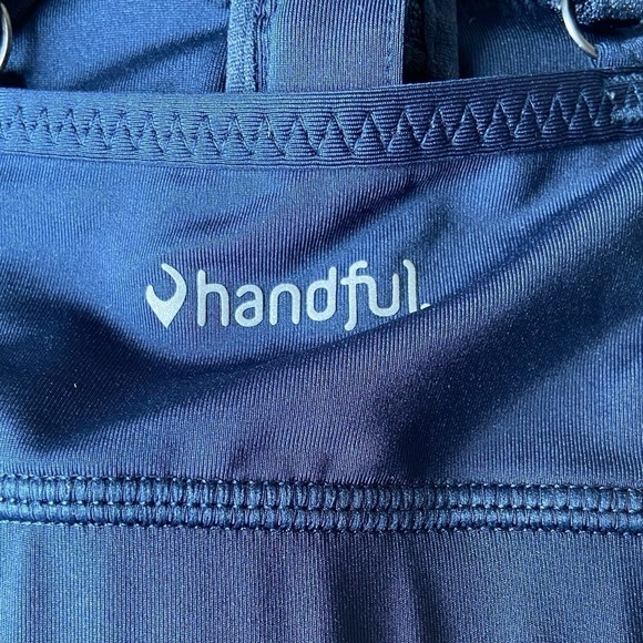 Handful Supportive Zip Clip Front Athletic Workout Running Navy Blue Sports Bra - Picture 10 of 11